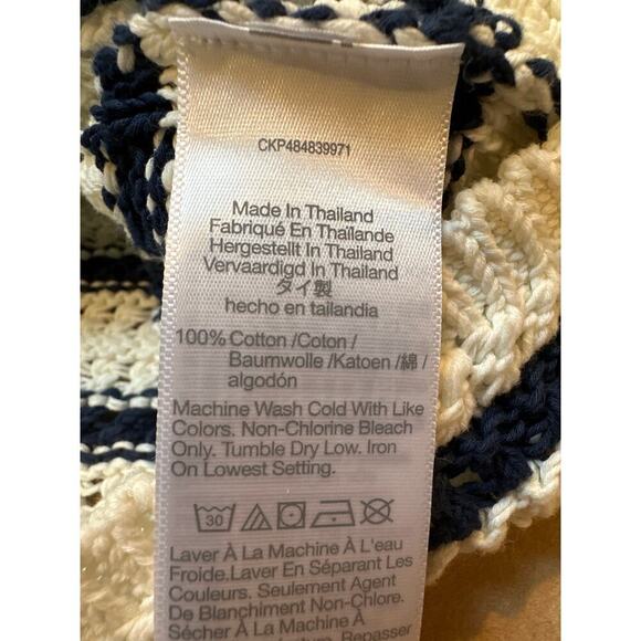 Madewell 100% Cotton Blue/Cream Striped Knit Tank Sweater Size SM - Picture 6 of 6